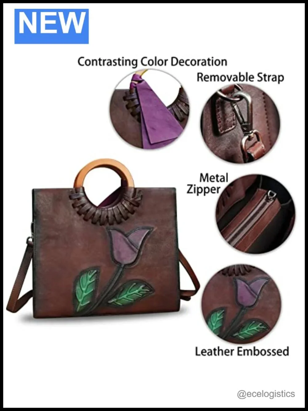 Genuine Leather Top Handle Satchel Handbag Crossbody Purse